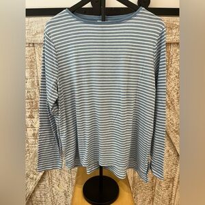 Chico’s Blue and White Striped Long Sleeve Round Neck Knit Top size XL (3)